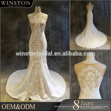 High Quality Custom Made short sleeves mermaid wedding dress